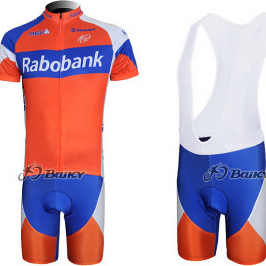 2011 Maillot Rabobank Tirantes Mangas Cortas Azul Y Naranja